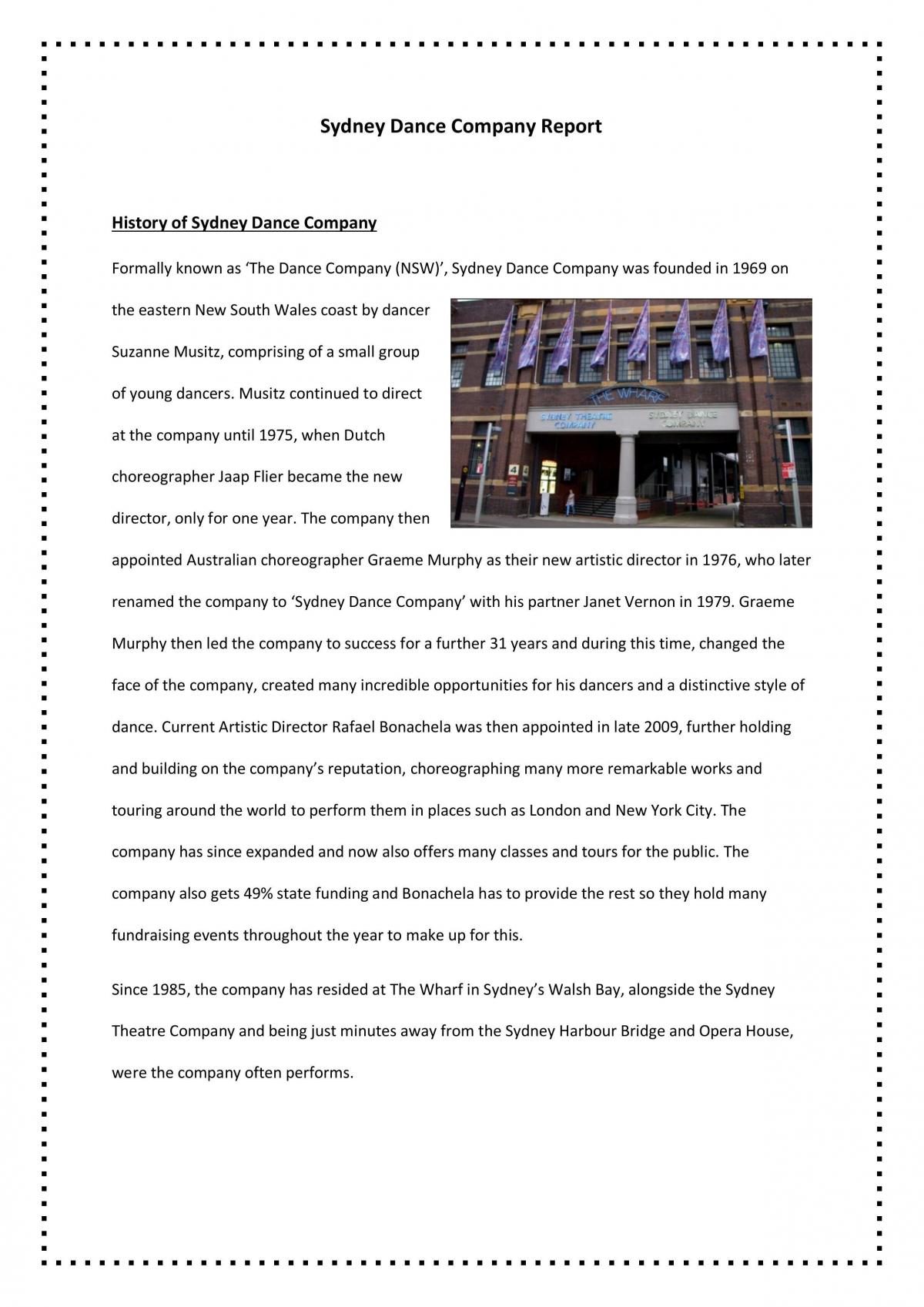 Sydney Dance Company Report - Page 1
