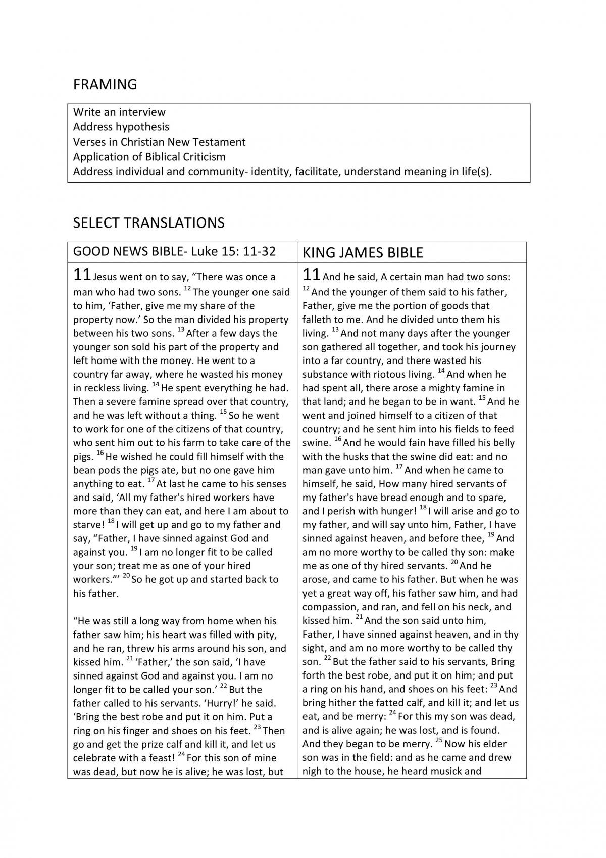 Analysis of Biblical Parable Interview Essay - Page 2