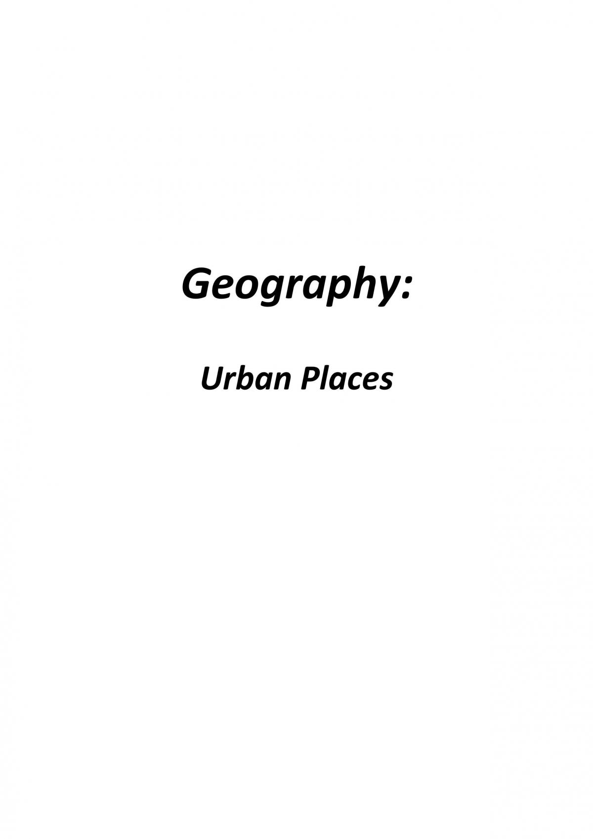 HSC Geography 8.3.2 - Urban Places Complete Topic Study Notes - Page 1