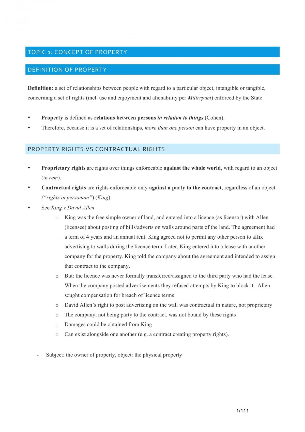 HD Property Law A Notes - Page 1