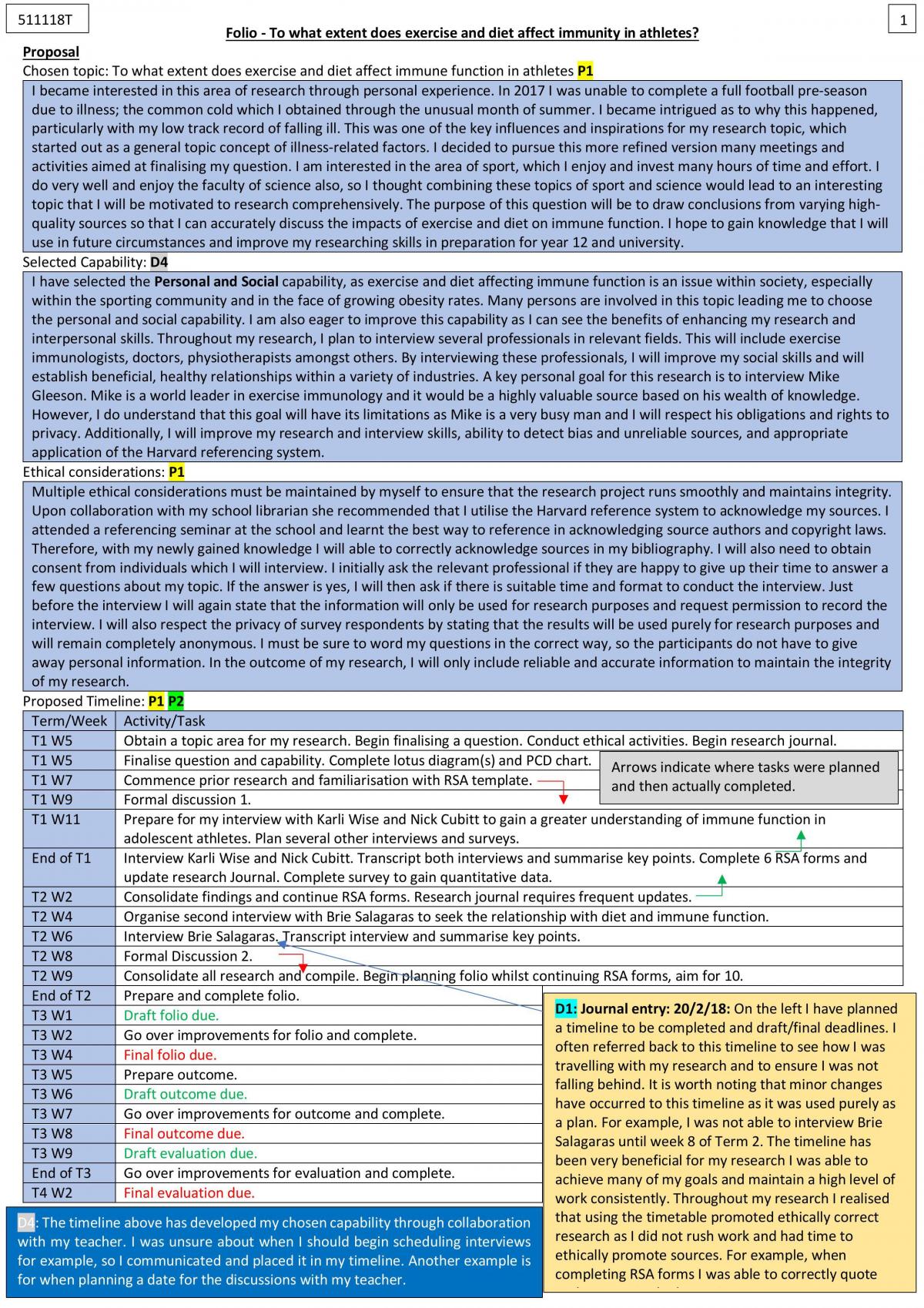 Research Project Folio - To what extent does exercise and diet affect immunity in athletes. - Page 1