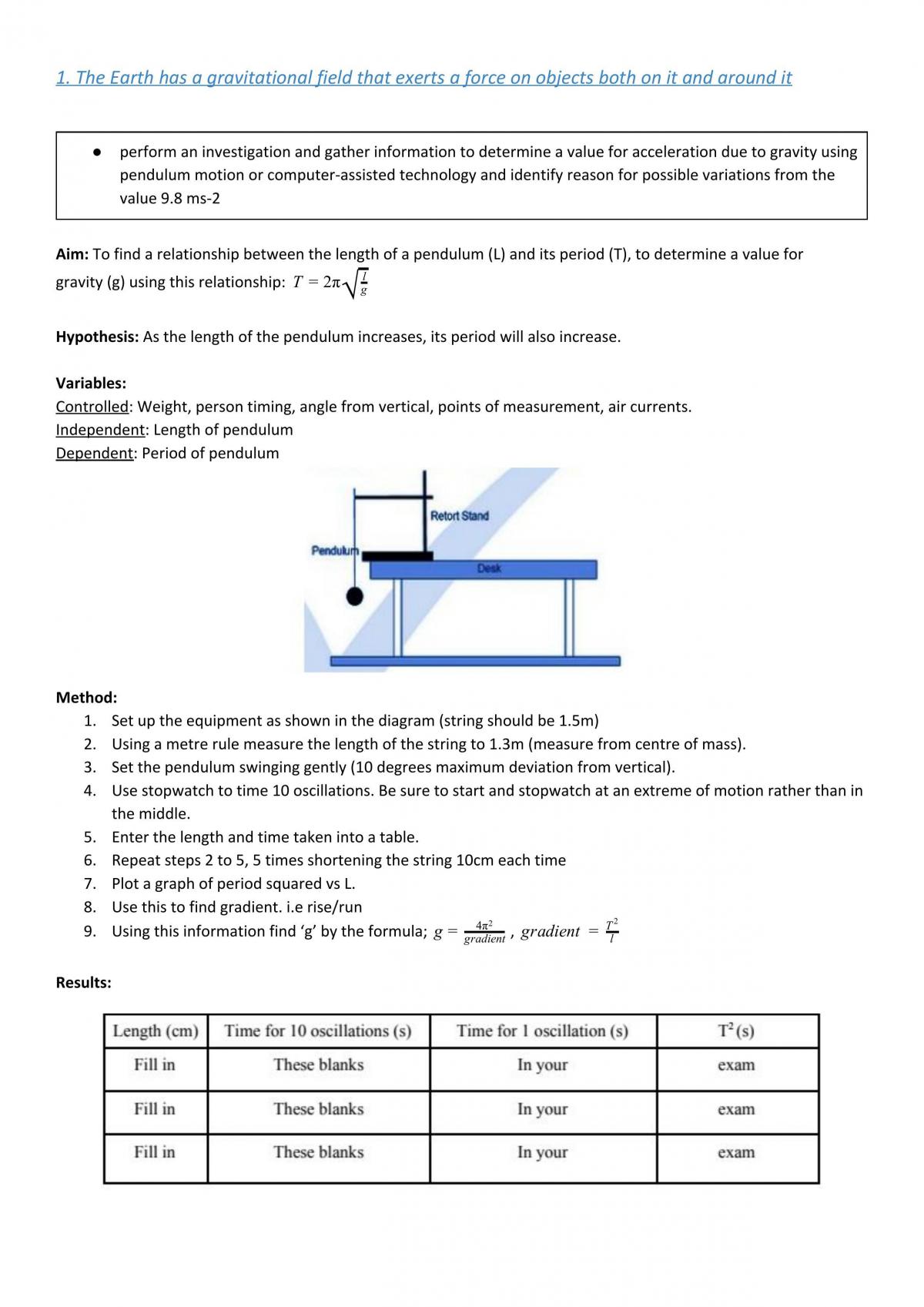 Physics Space Topic Notes - Page 1
