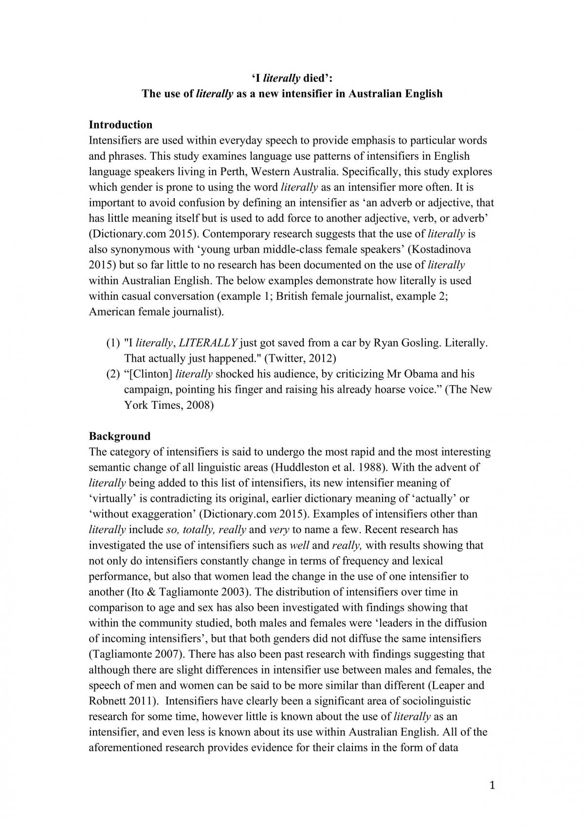 Linguistics Research Essay - Page 1