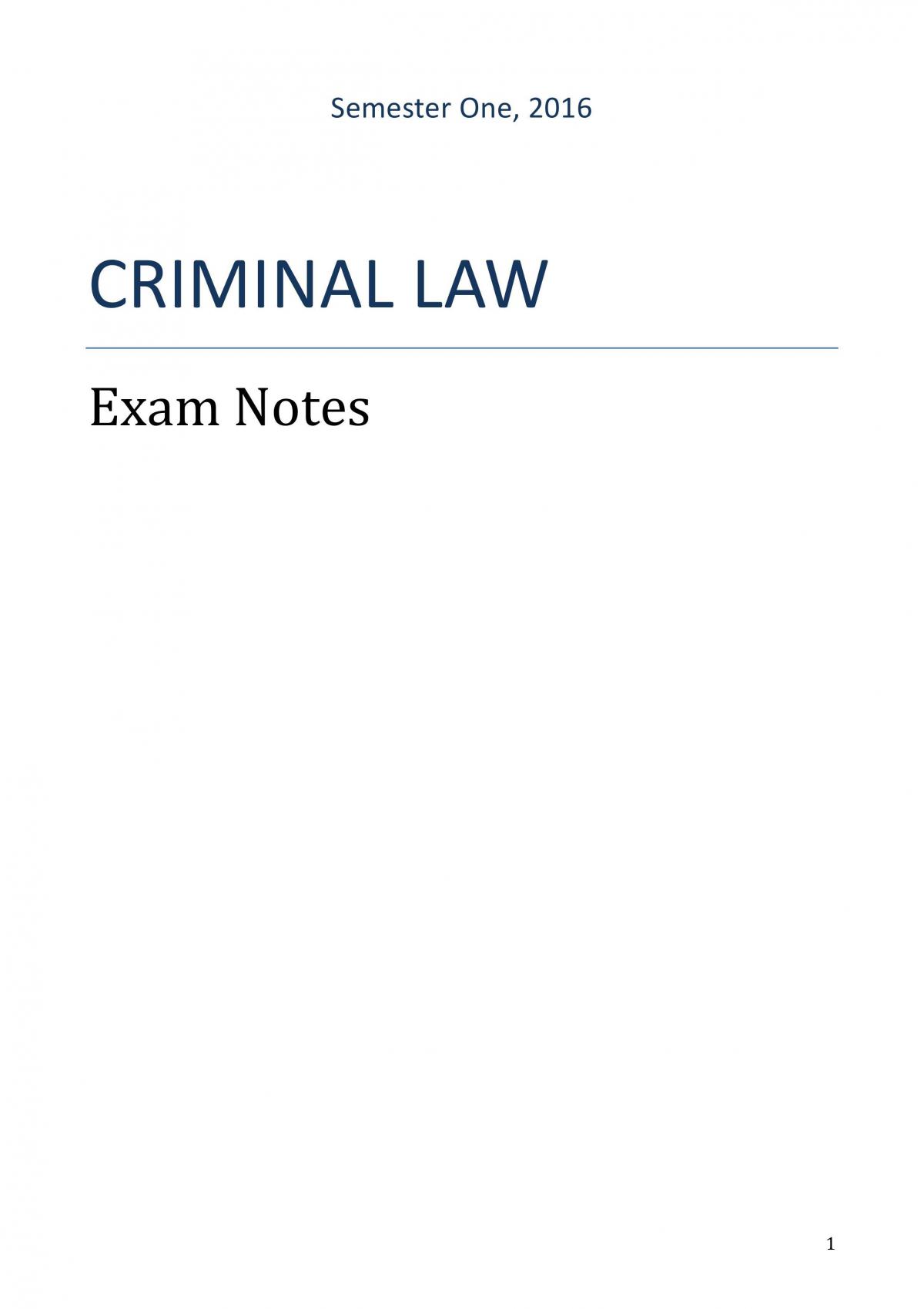 HD Student Full Criminal Law Exam Notes  - Page 1