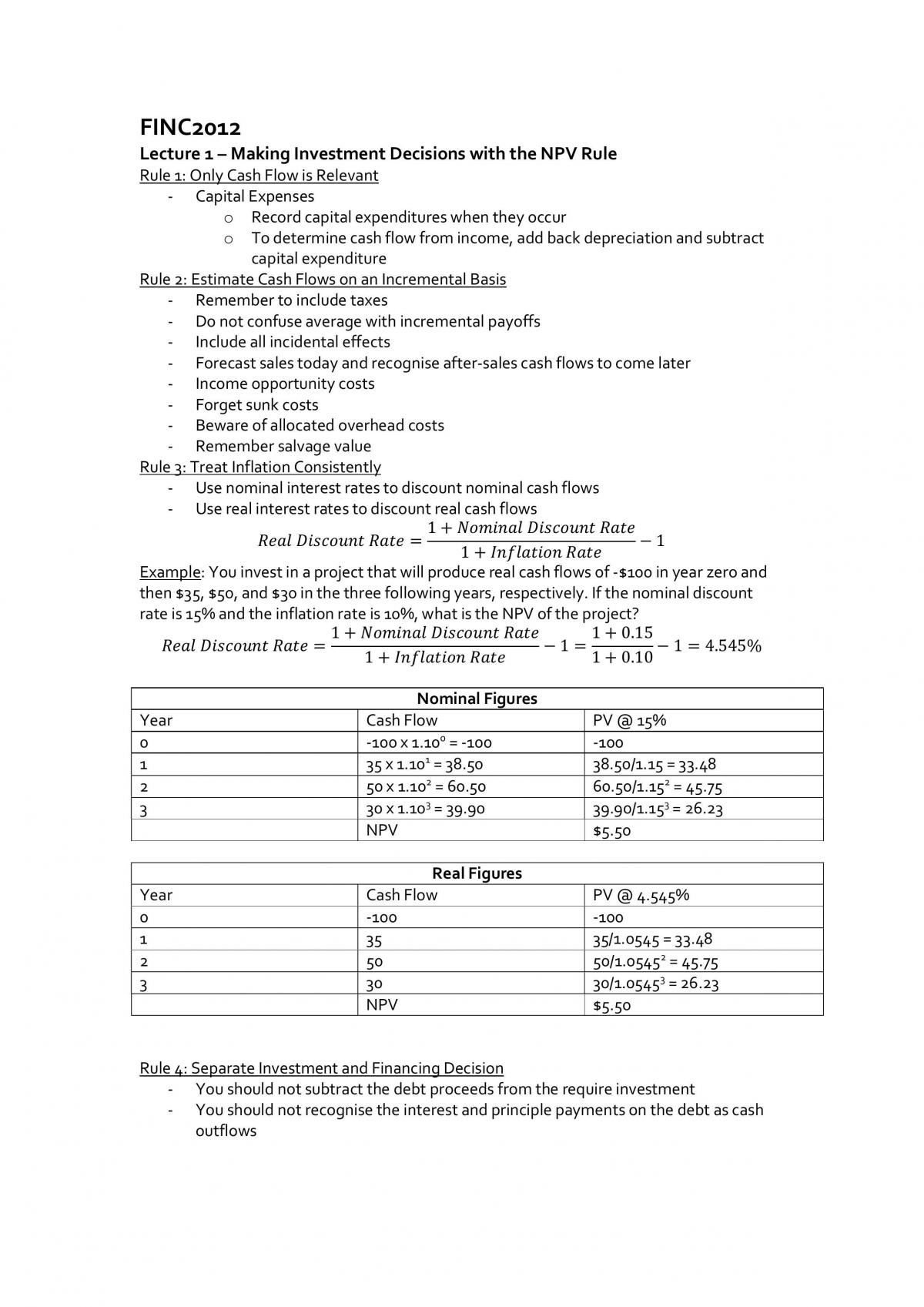 FINC2012 Full Unit Review Notes - Page 1