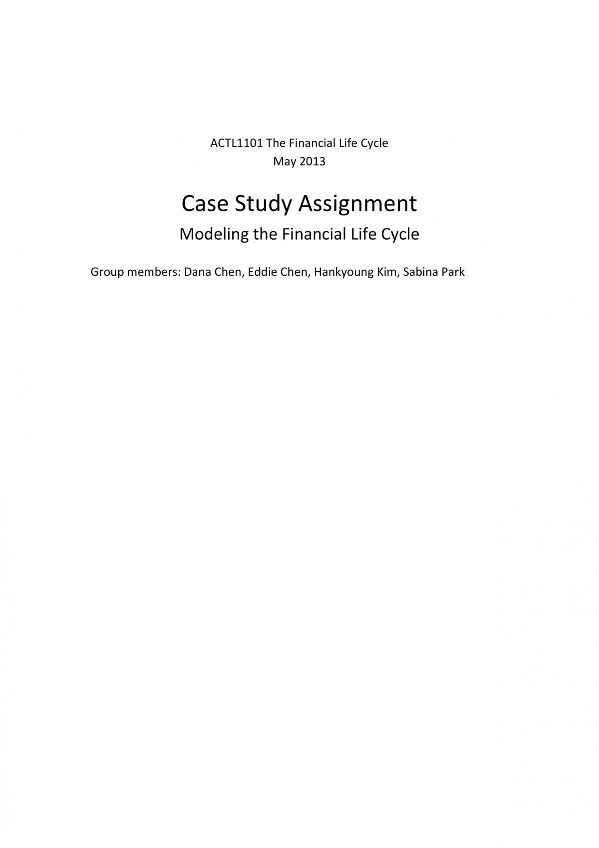 Group Assignment - Modelling the Financial Life Cycle - Page 1