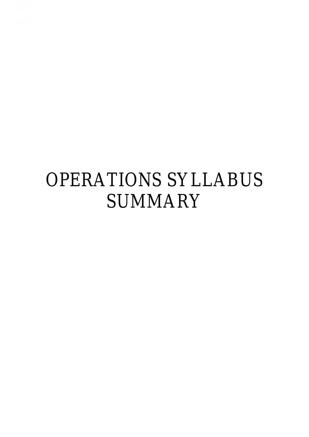 Operations Syllabus Summary and Qantas Case Study - Page 1