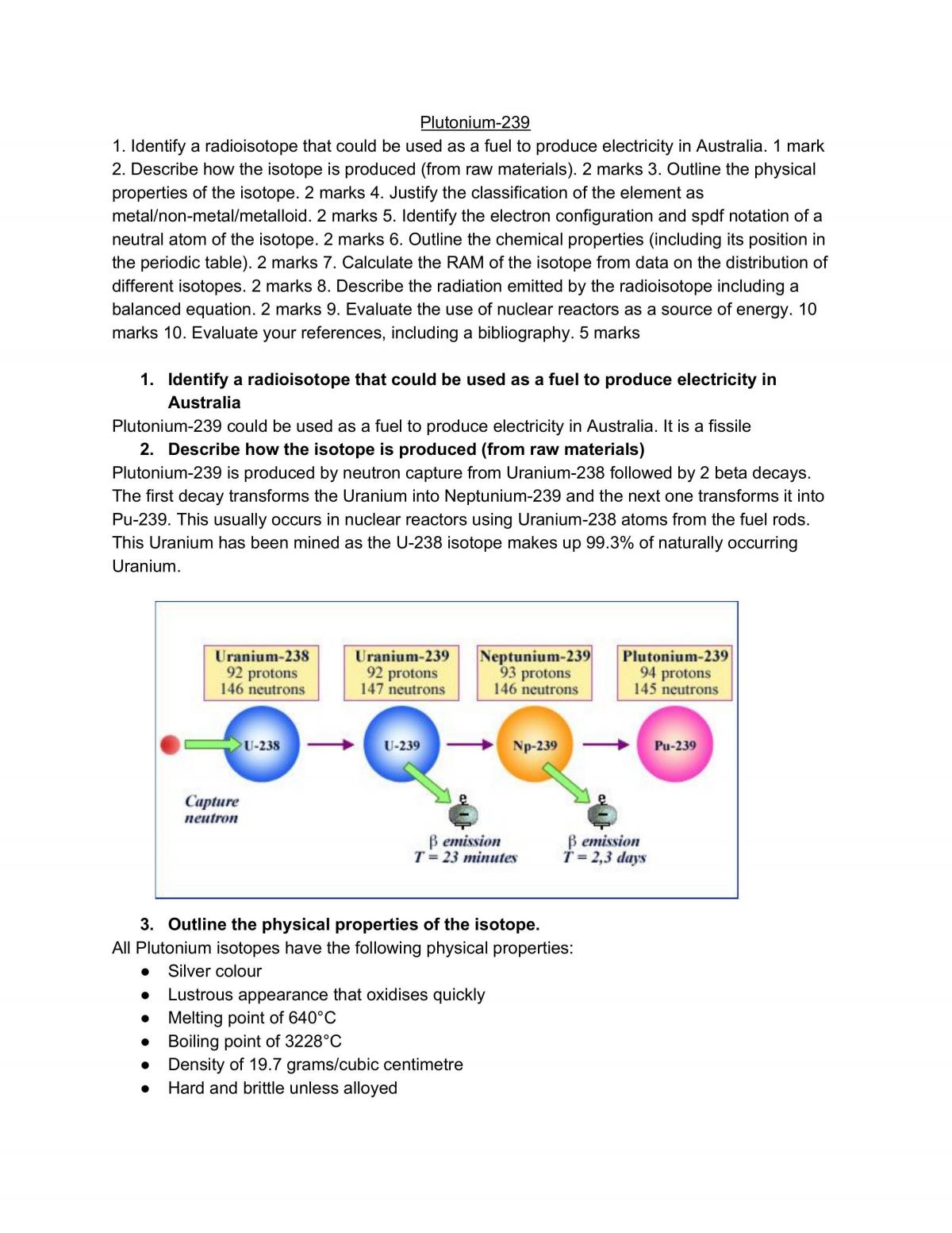 Nuclear Chemistry Depth Study - Plutonium-239 Evaluation - Page 1