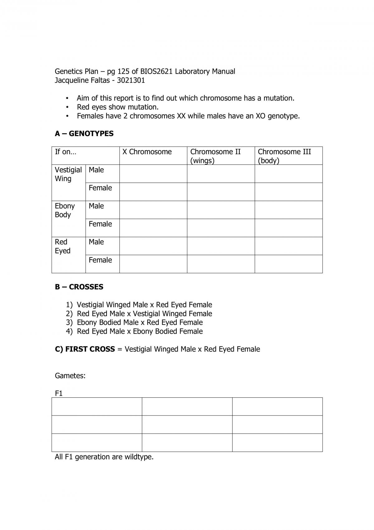 Outline For Advanced Genetics Assignment. Can Also Be Used For Bios2021 - Page 1