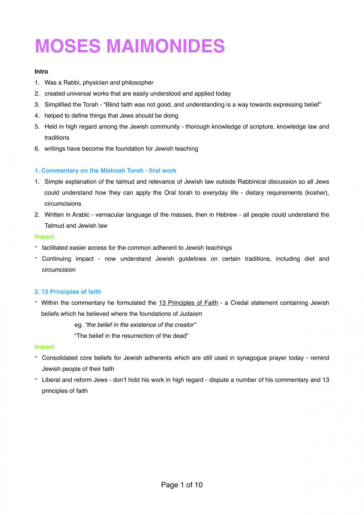 Judaism Complete Topic Notes - Page 1