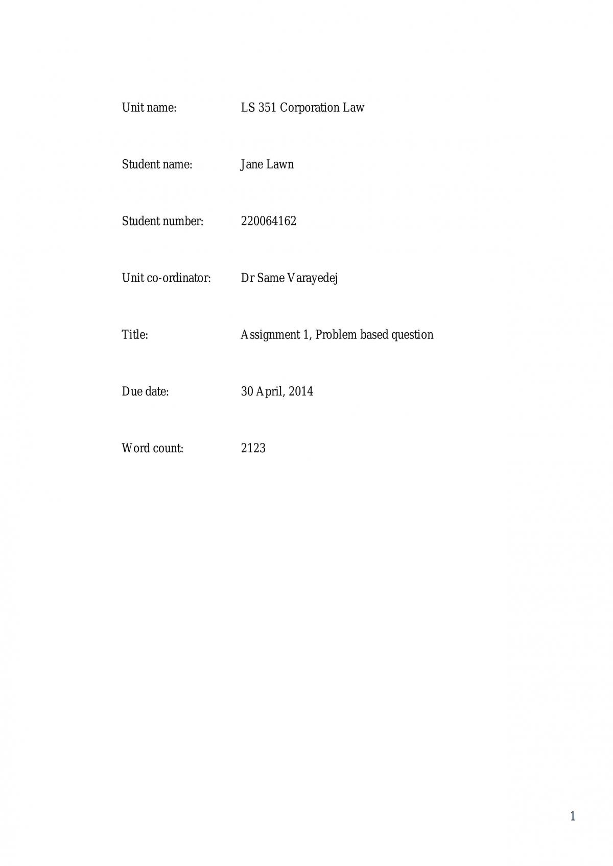 Major assignment - Page 1