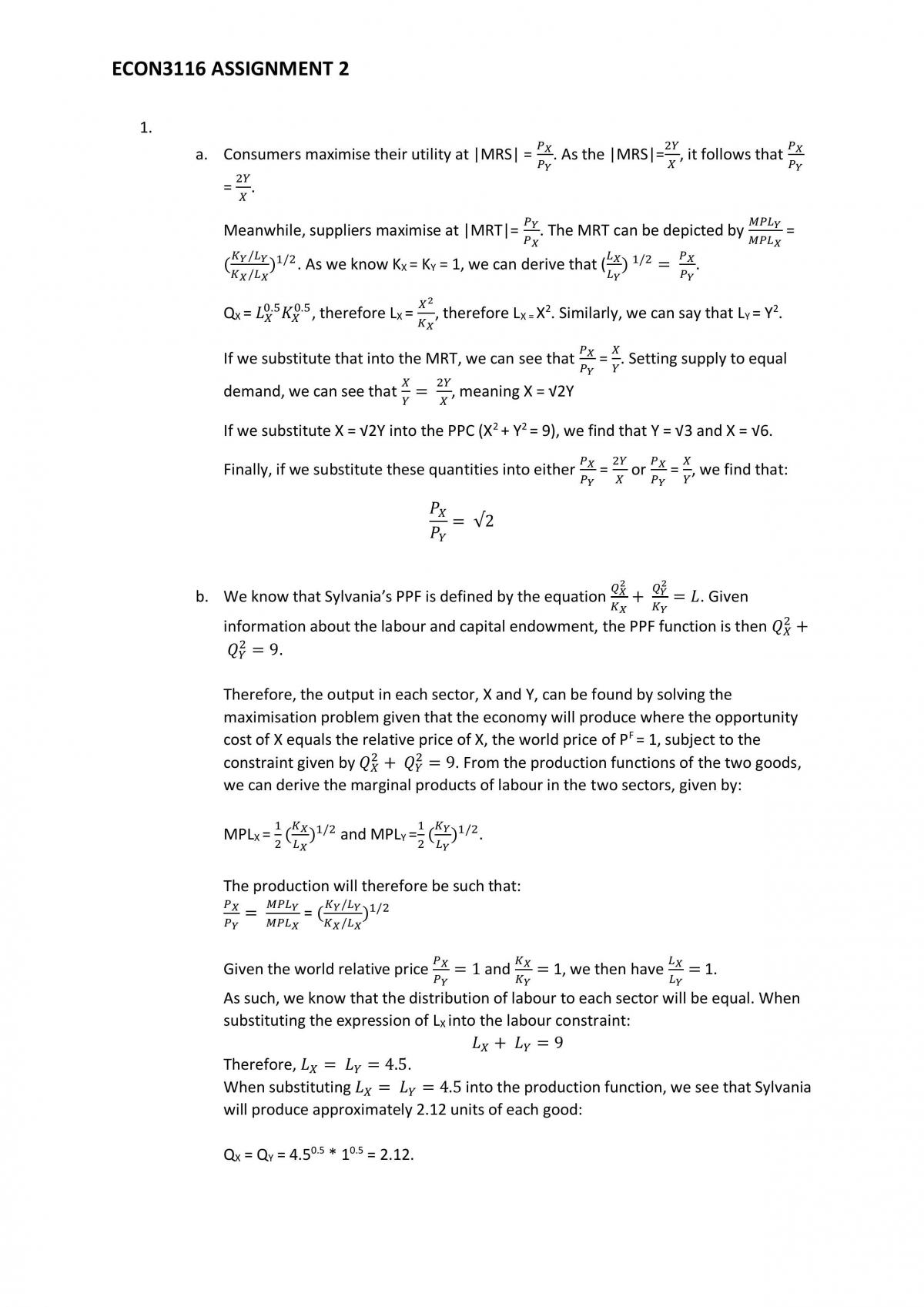ECON3116 Assignment 2 - Page 1