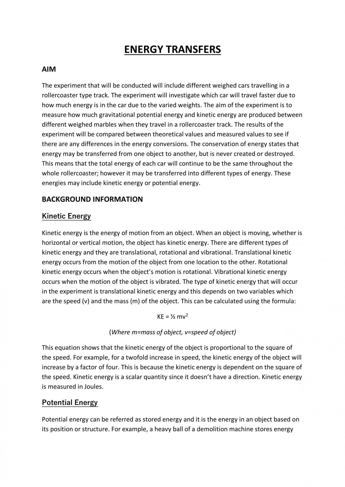 Energy Transfers in  a Rollercoaster - Page 2