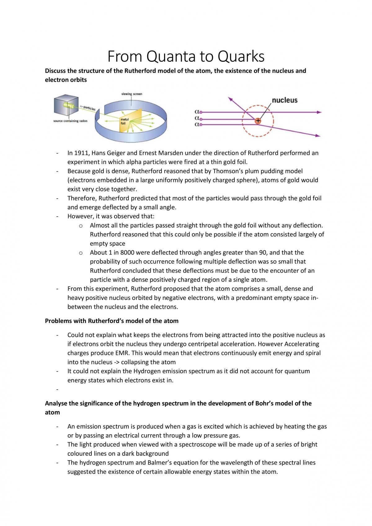 Year 12 Physics Option Topic - From Quanta To Quarks - Page 1