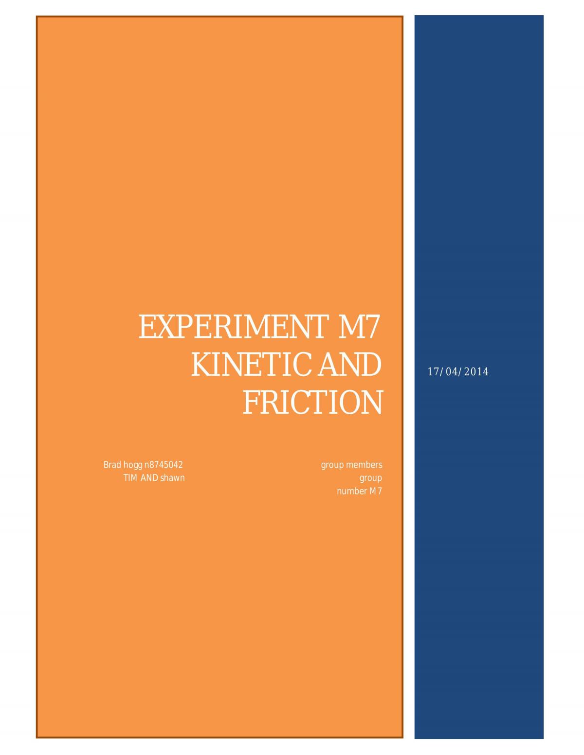 friction and kinetic experiment  - Page 1