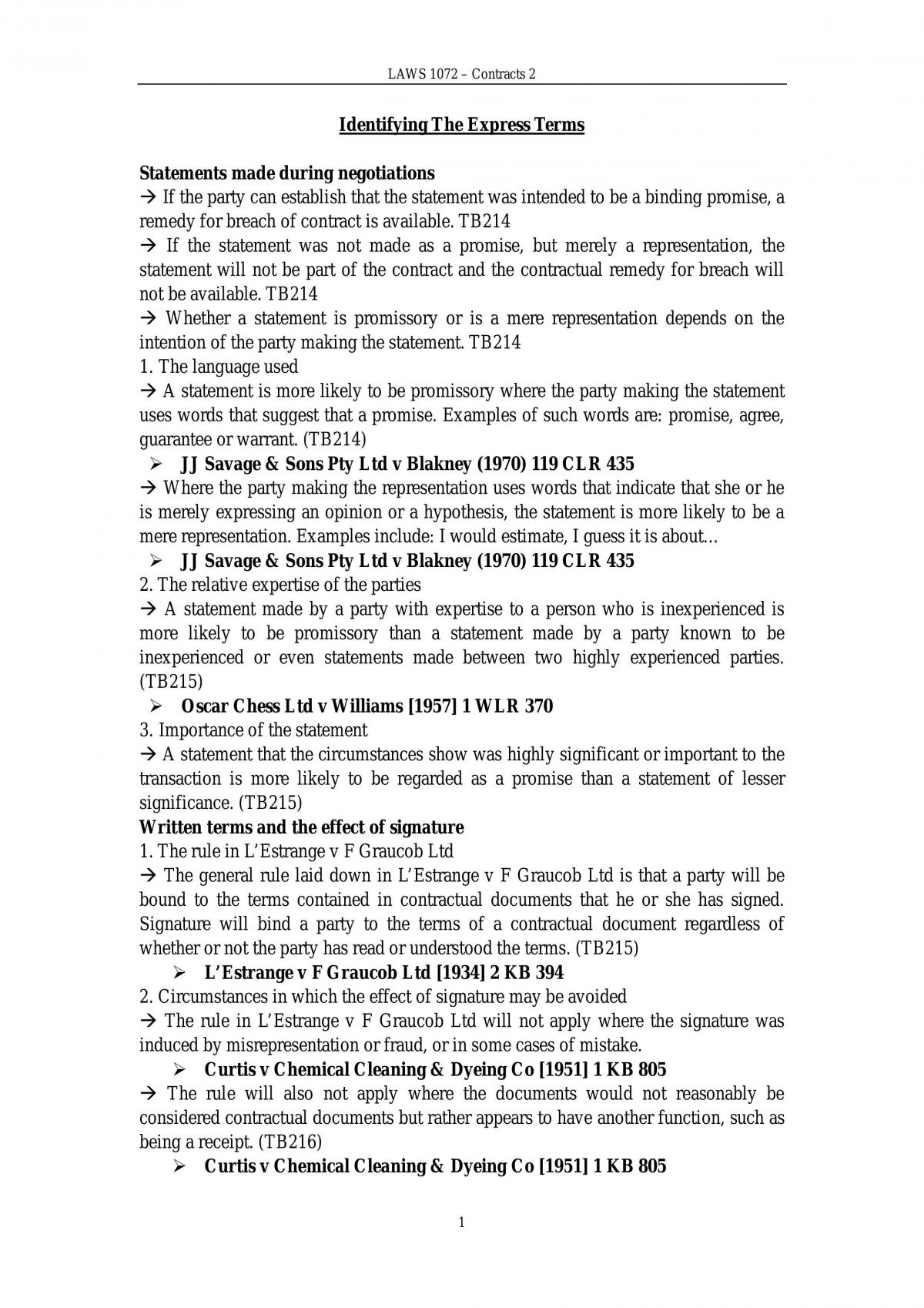 Final Exam Notes For Contracts 2 - Page 1