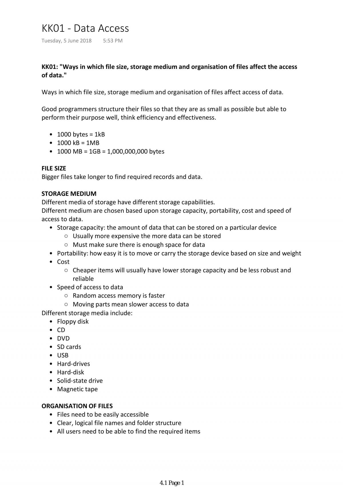Software Development Unit 4 Outcome 1 Complete Notes - Page 1