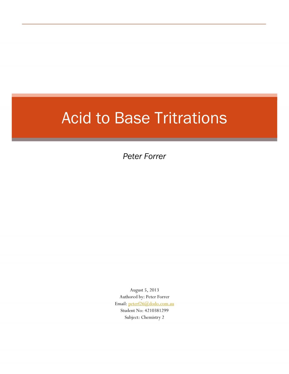 Acid to Base Tritrations - Page 1
