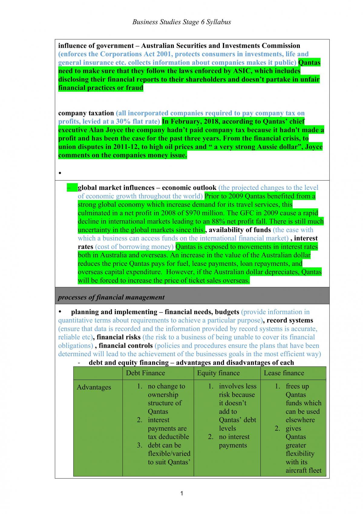 Qantas Case Study Examples - Page 1