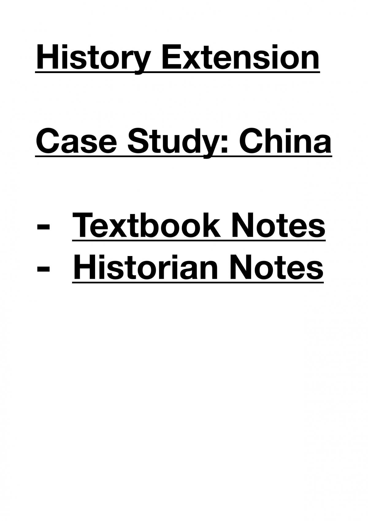 China Case Study Notes (History Extension) - Page 1