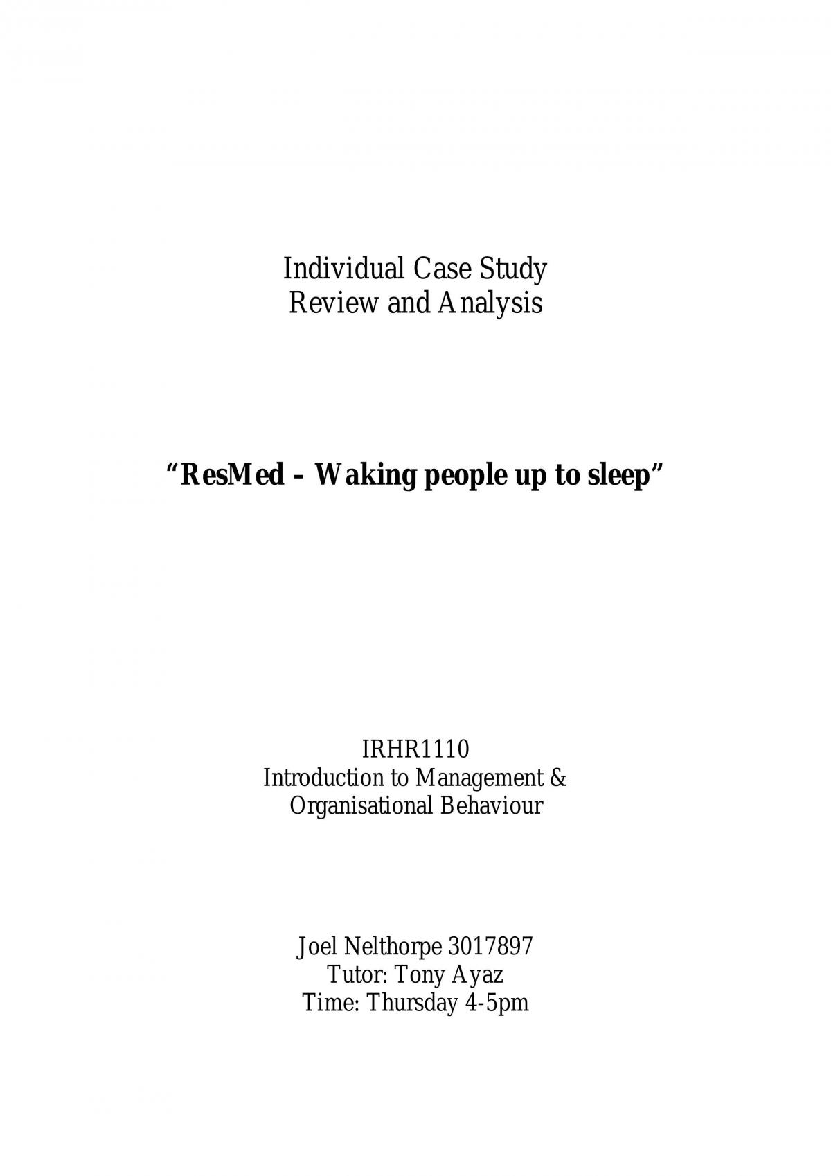 Case Study - Resmed - Page 1