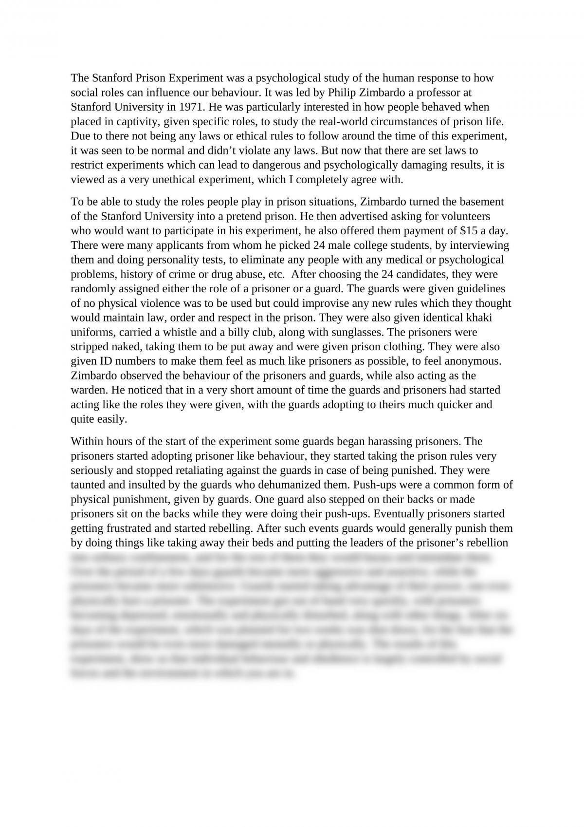 stanford prison experiment ethical issues essay