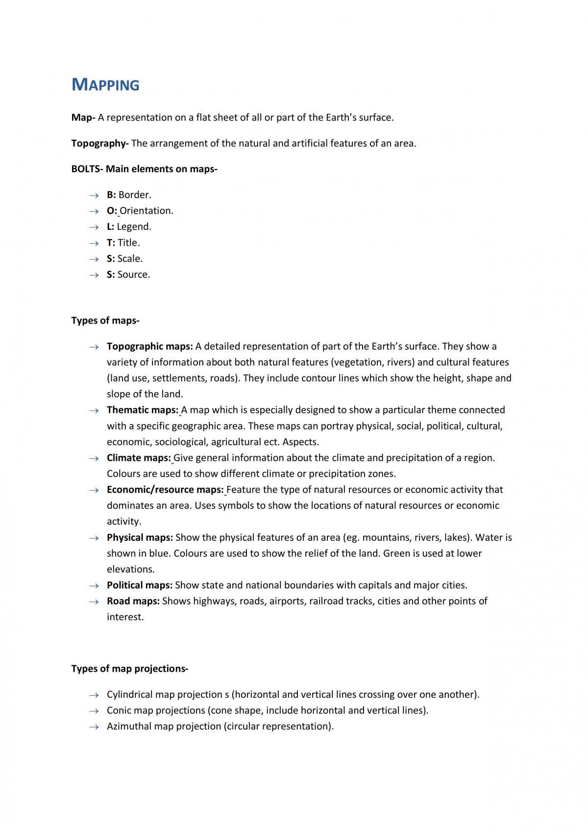Geography ATAR Mapping Notes - Page 1