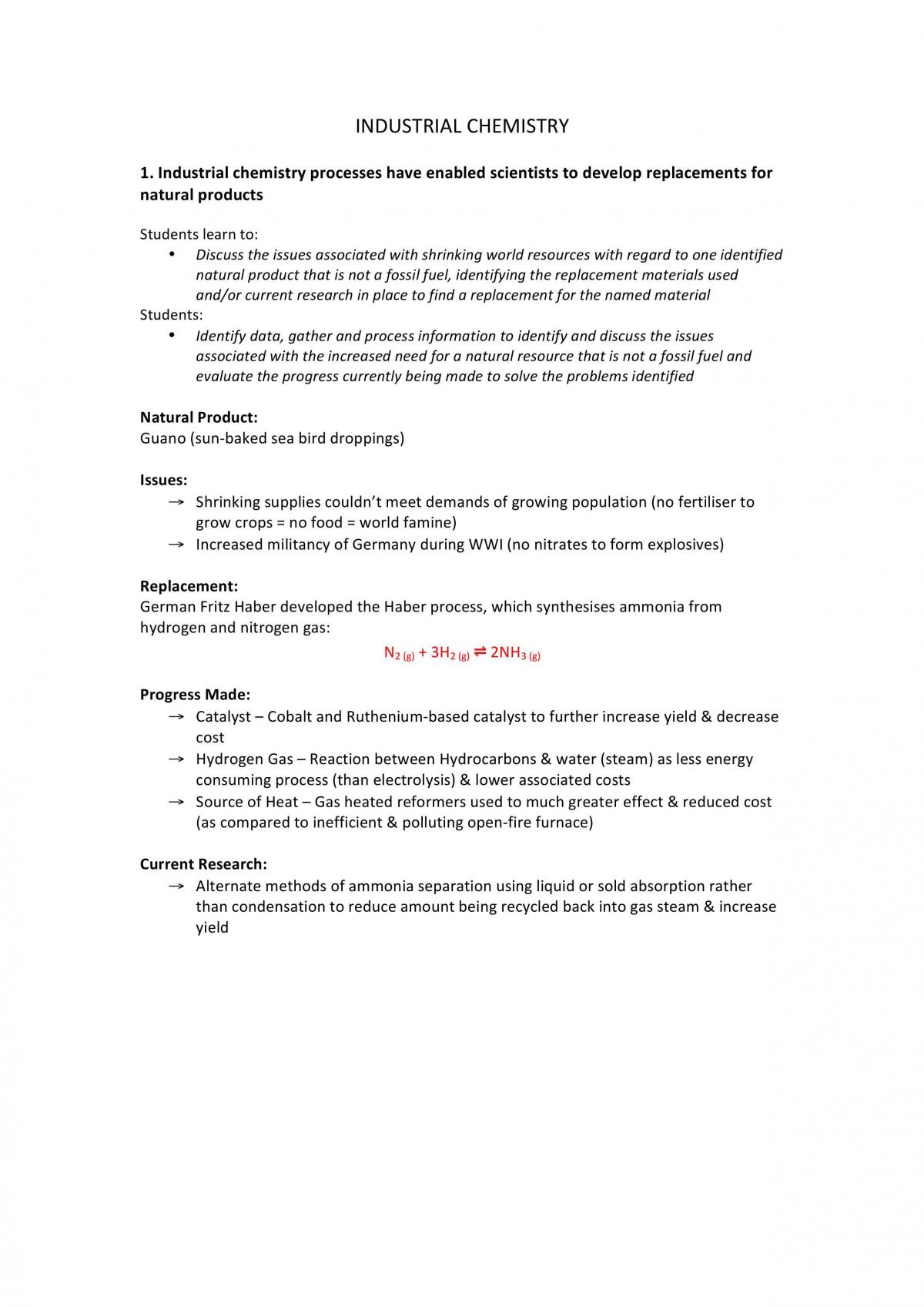 Industrial Chemistry Notes  - Page 1