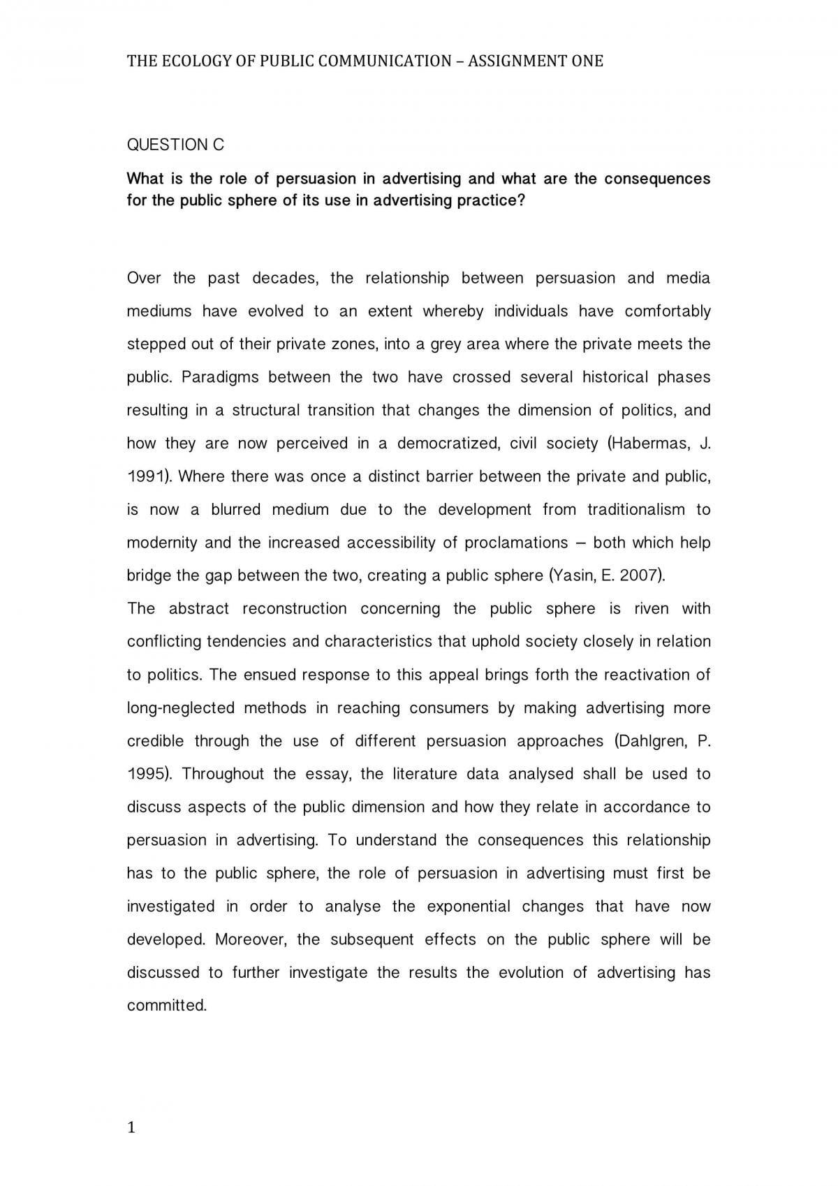 Assignment One - The ecology of PR - Page 1