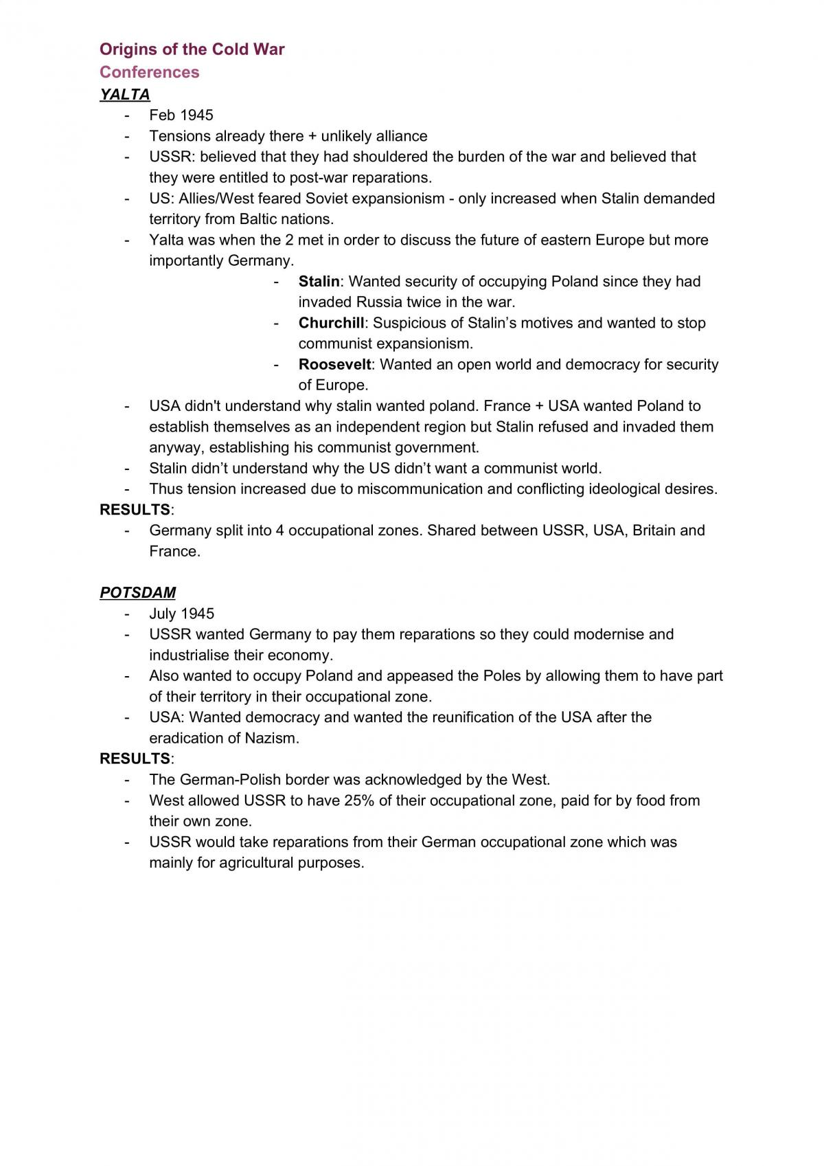 In Depth Band 6 Notes Cold War - Page 1