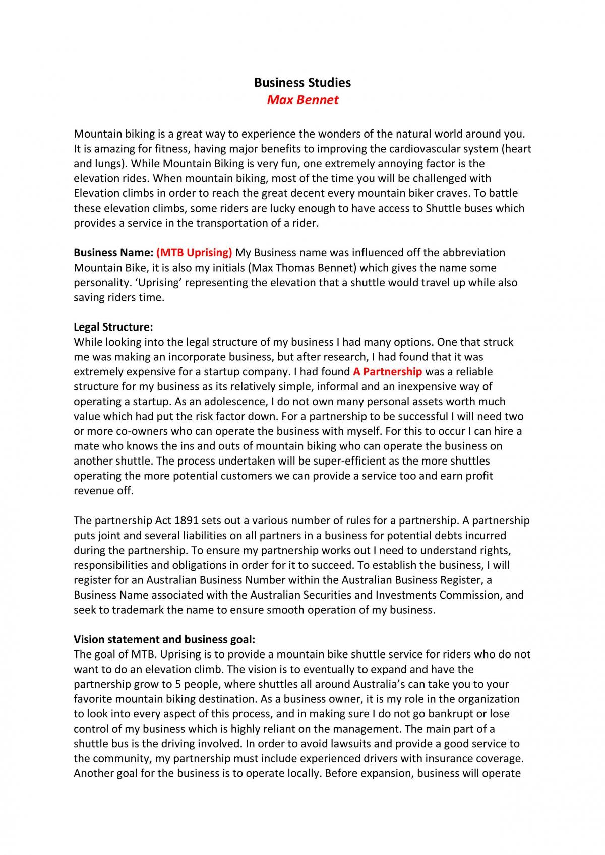 Business Case Study - MTB Uprising | Business Studies - Year 11 HSC ...