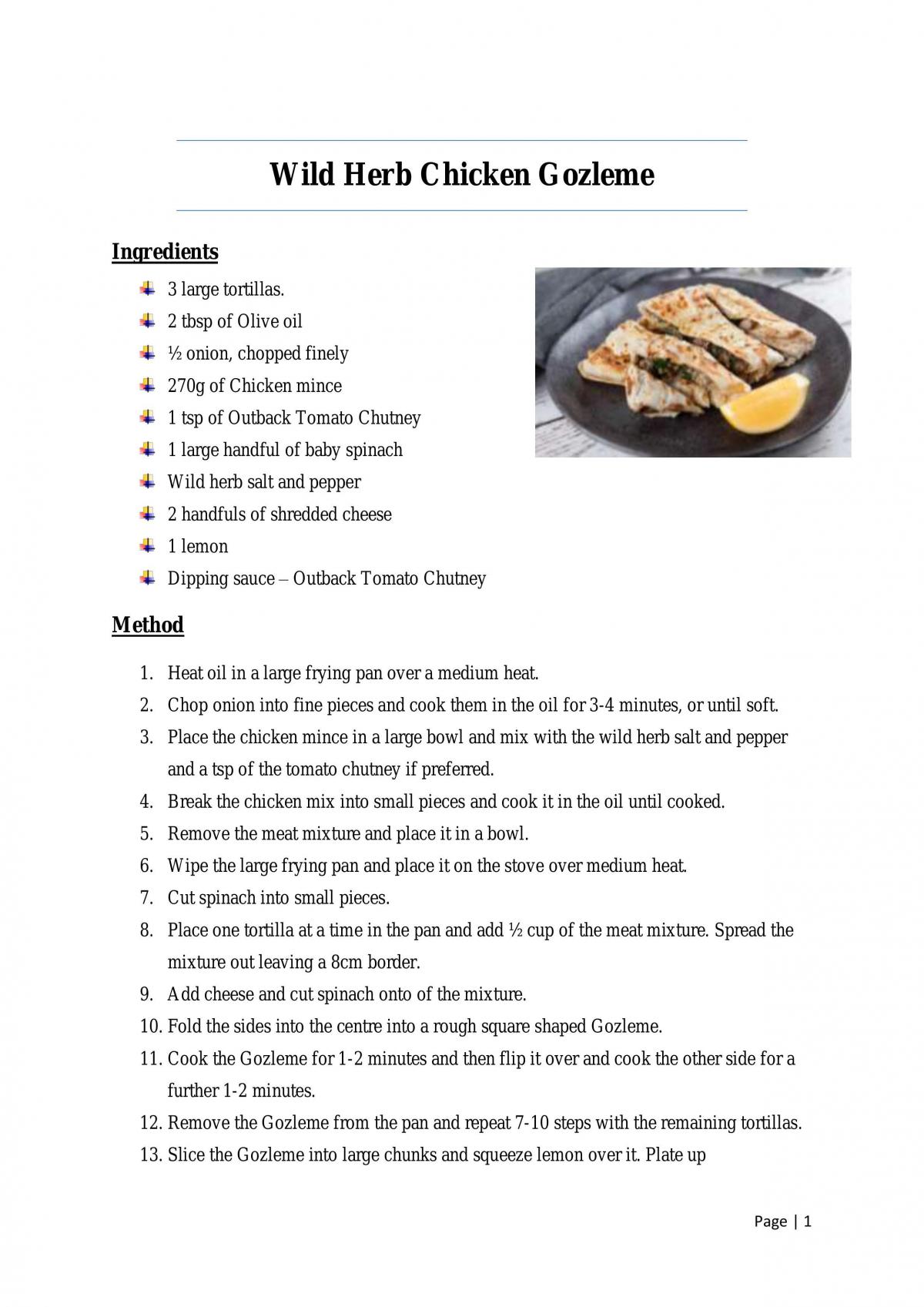Food Availability Report - Page 1