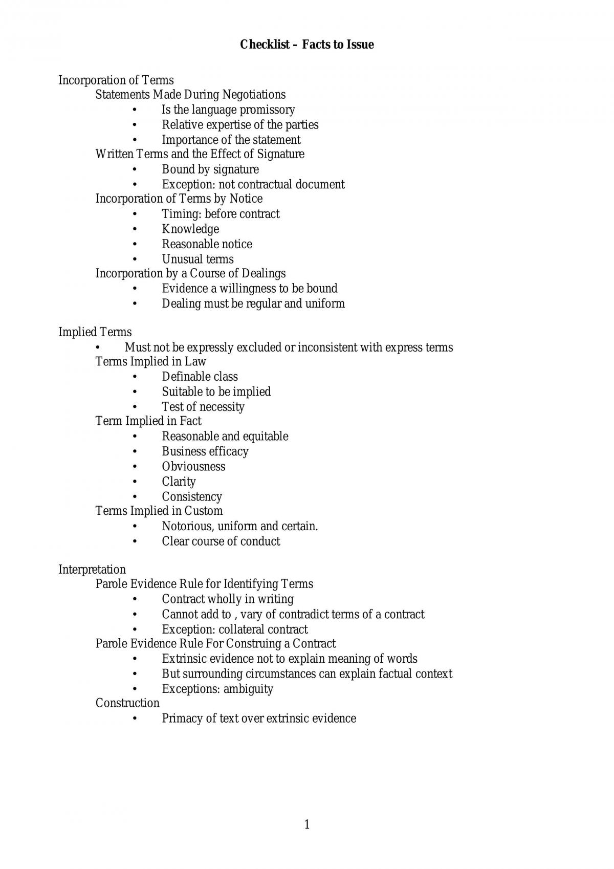 Contracts 2 Checklist - Page 1