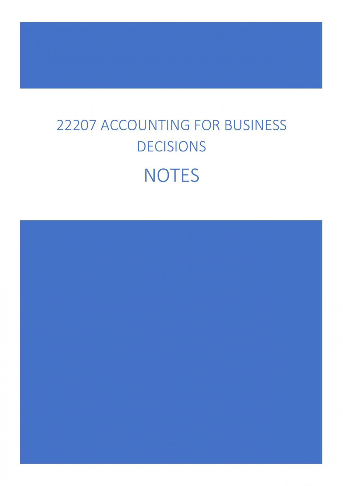 22207 Accounting for Business Decision Notes - Page 1