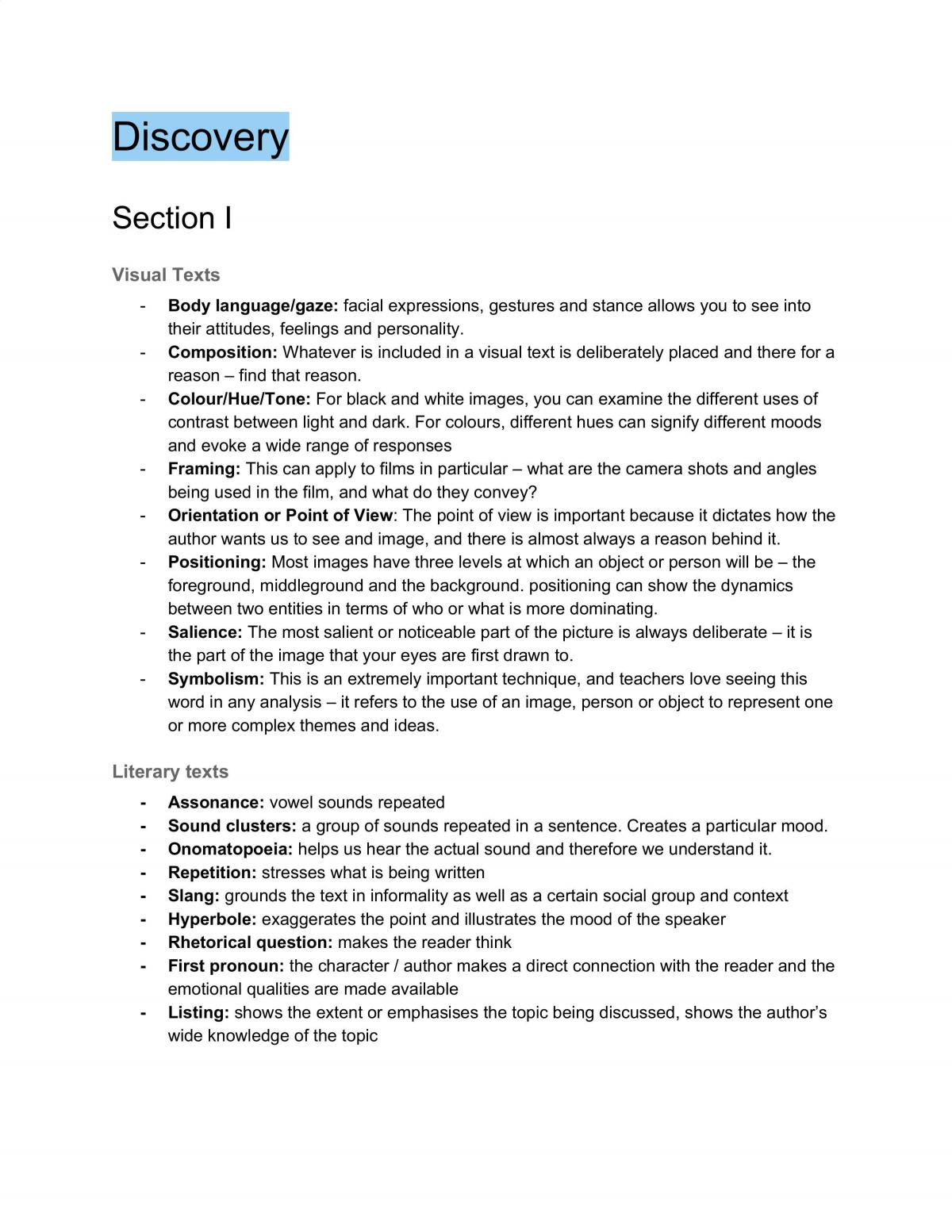English Language Unit 3/4 Notes - Page 1