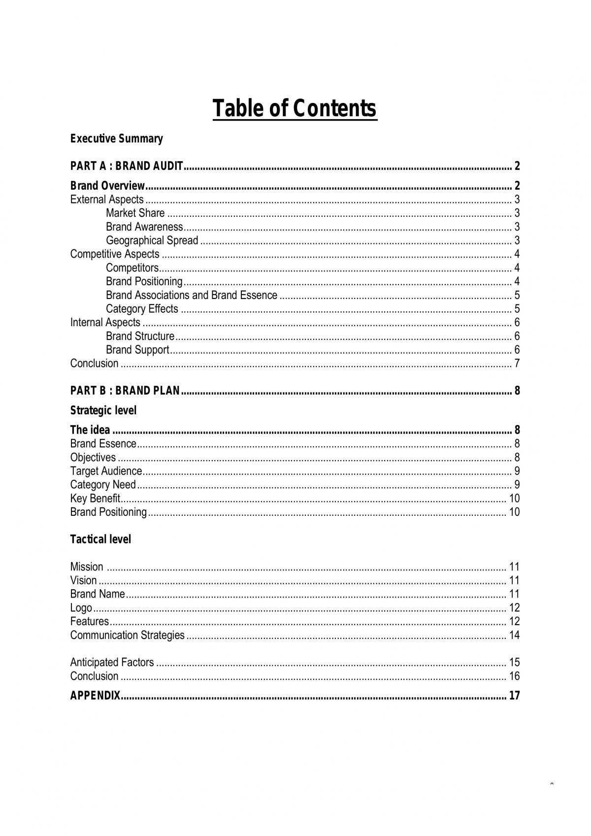 Brand Extension Plan - Page 1