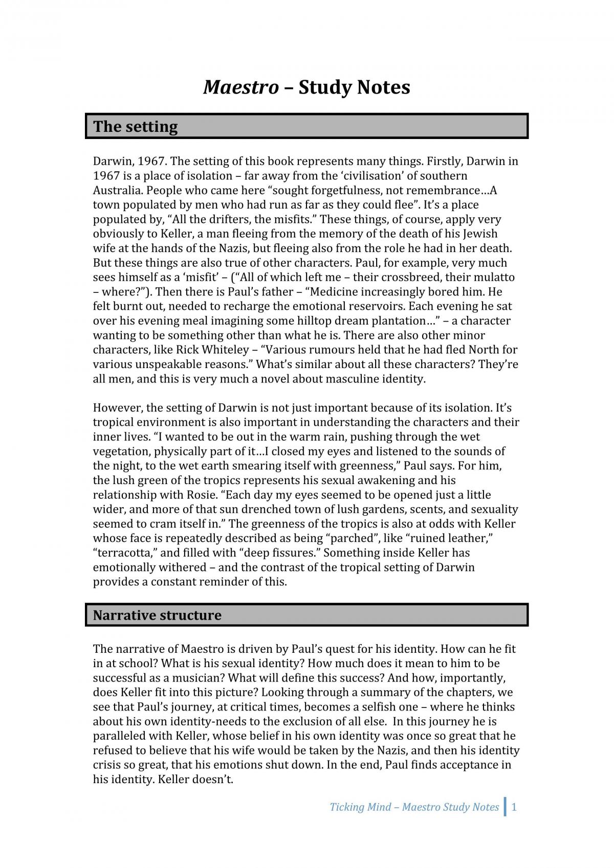 Complete Maestro Text Analysis and Notes - Page 1