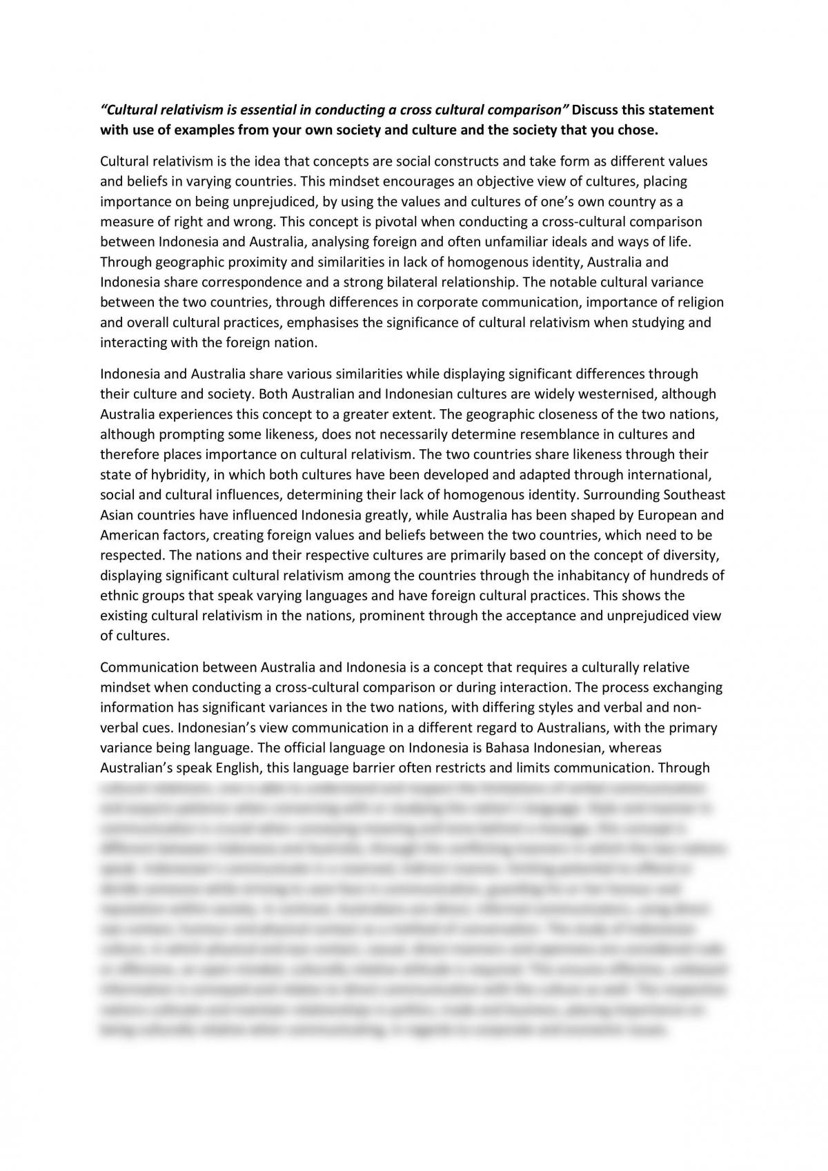 SAC Cultural Relativism Essay - Page 1