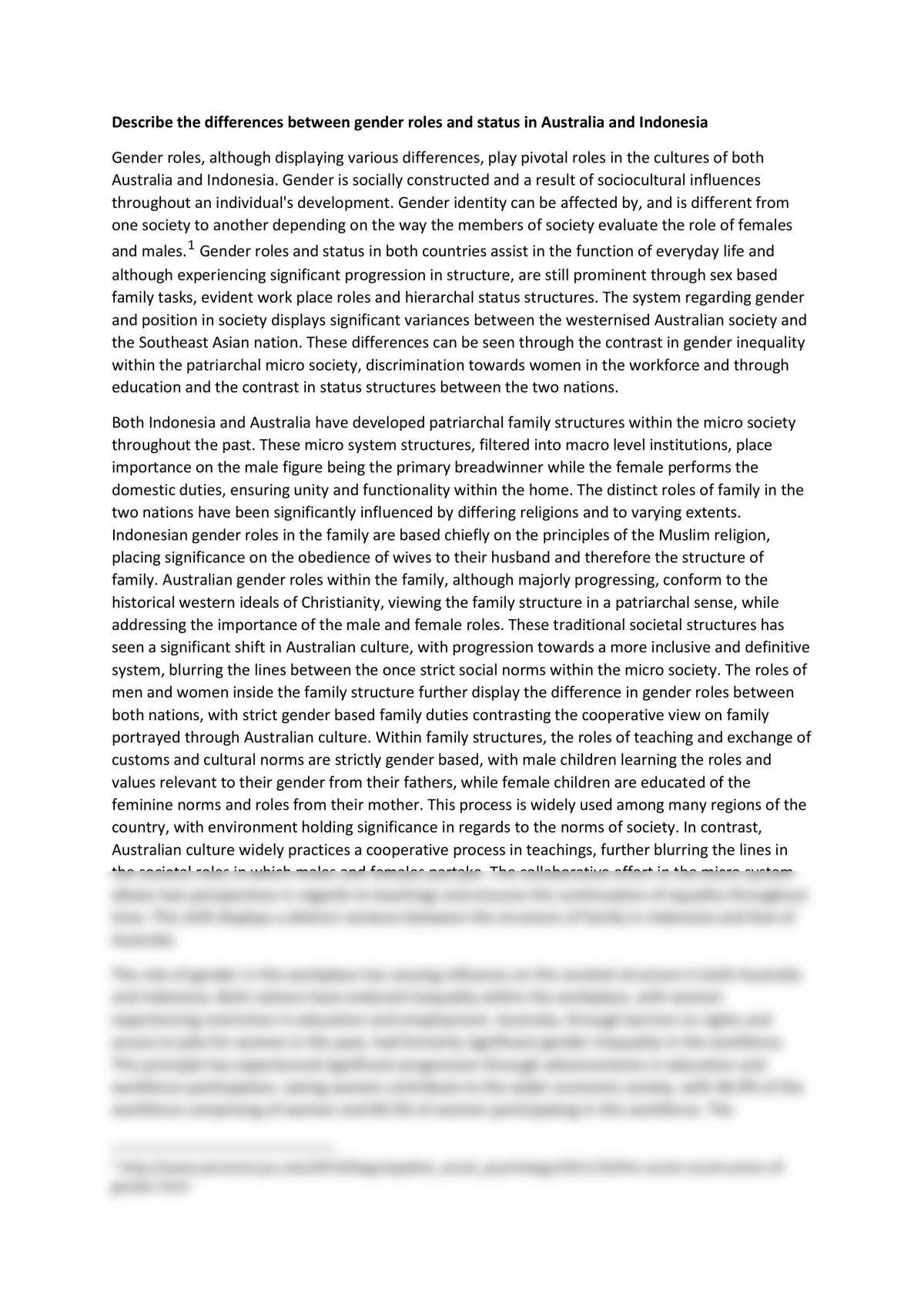 Society and Culture Gender and Status Essay - Page 1