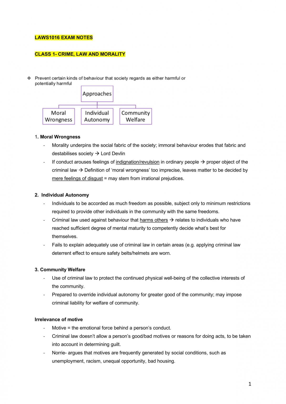 LAWS1016 Criminal Law Notes and Scaffolds - Page 1