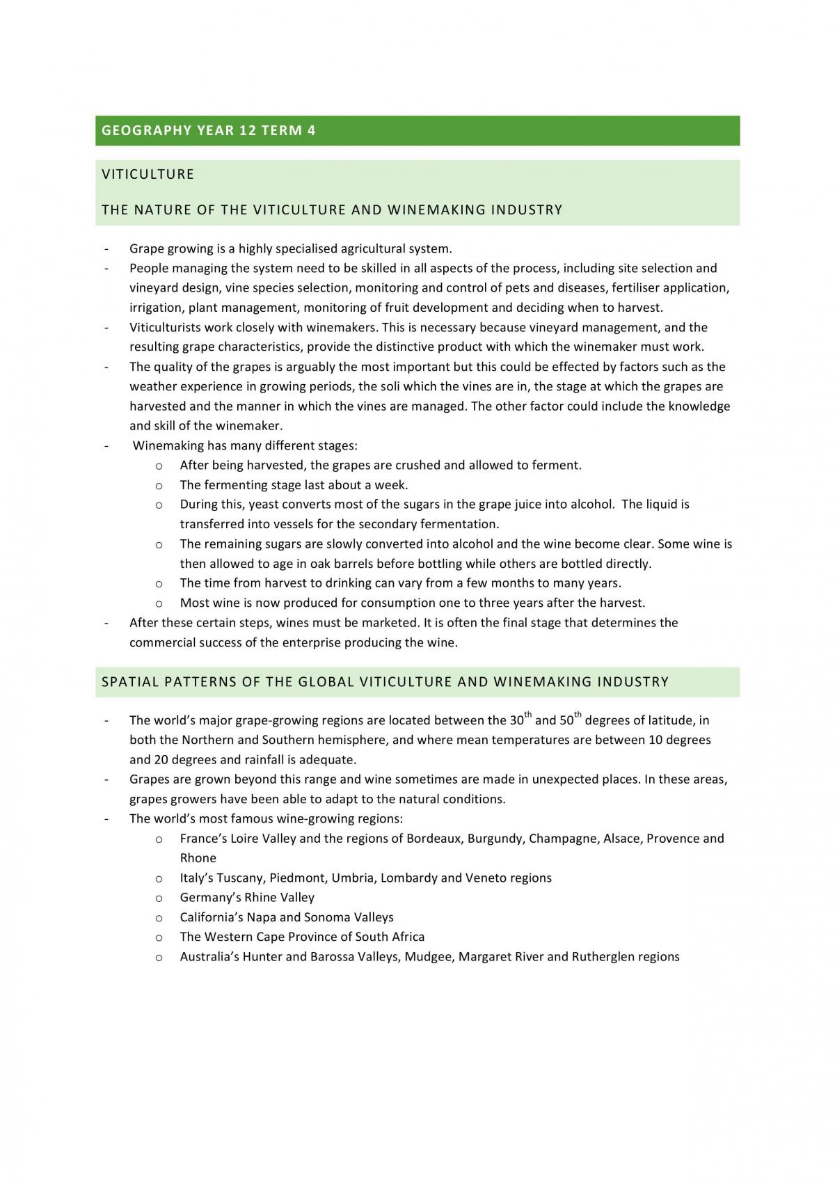 Geography Viticulture Year 12  - Page 1