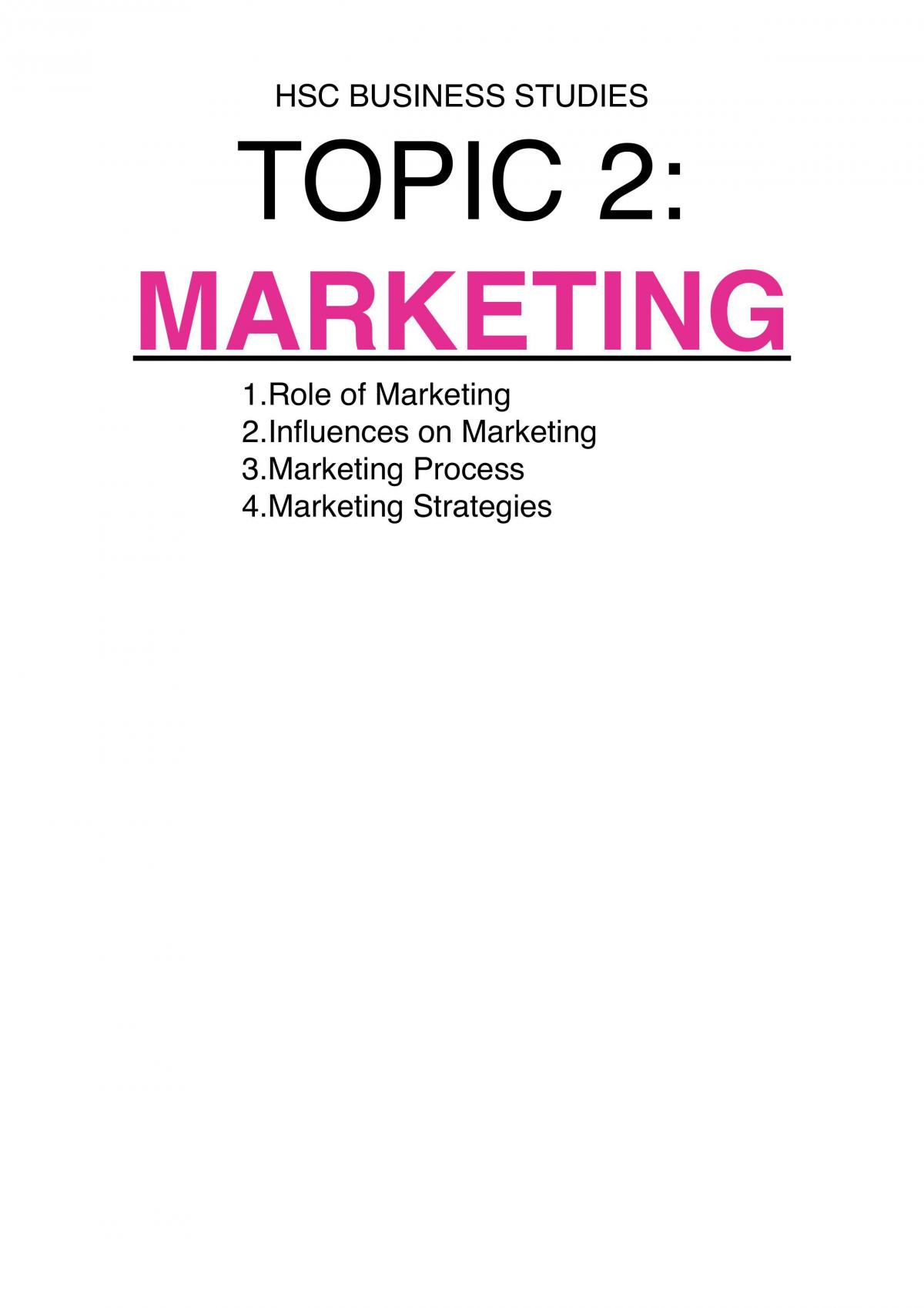 Topic 2: Marketing Notes - Page 1