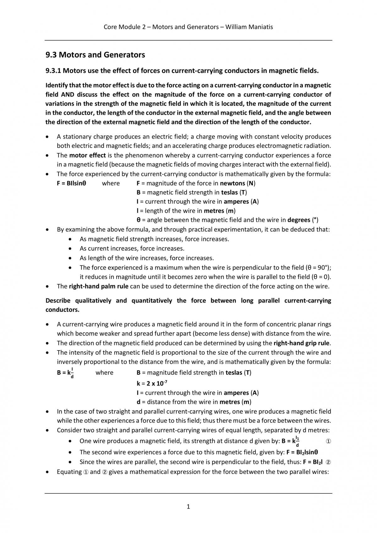 Motors and Generations Notes - Page 1