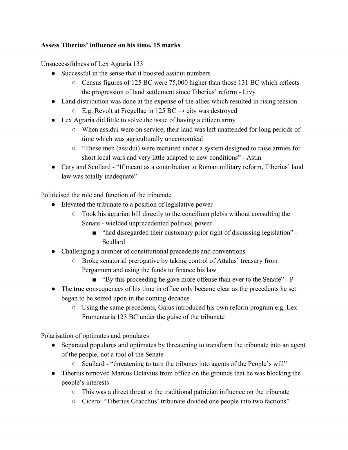 Tiberius Gracchus Notes - Page 1