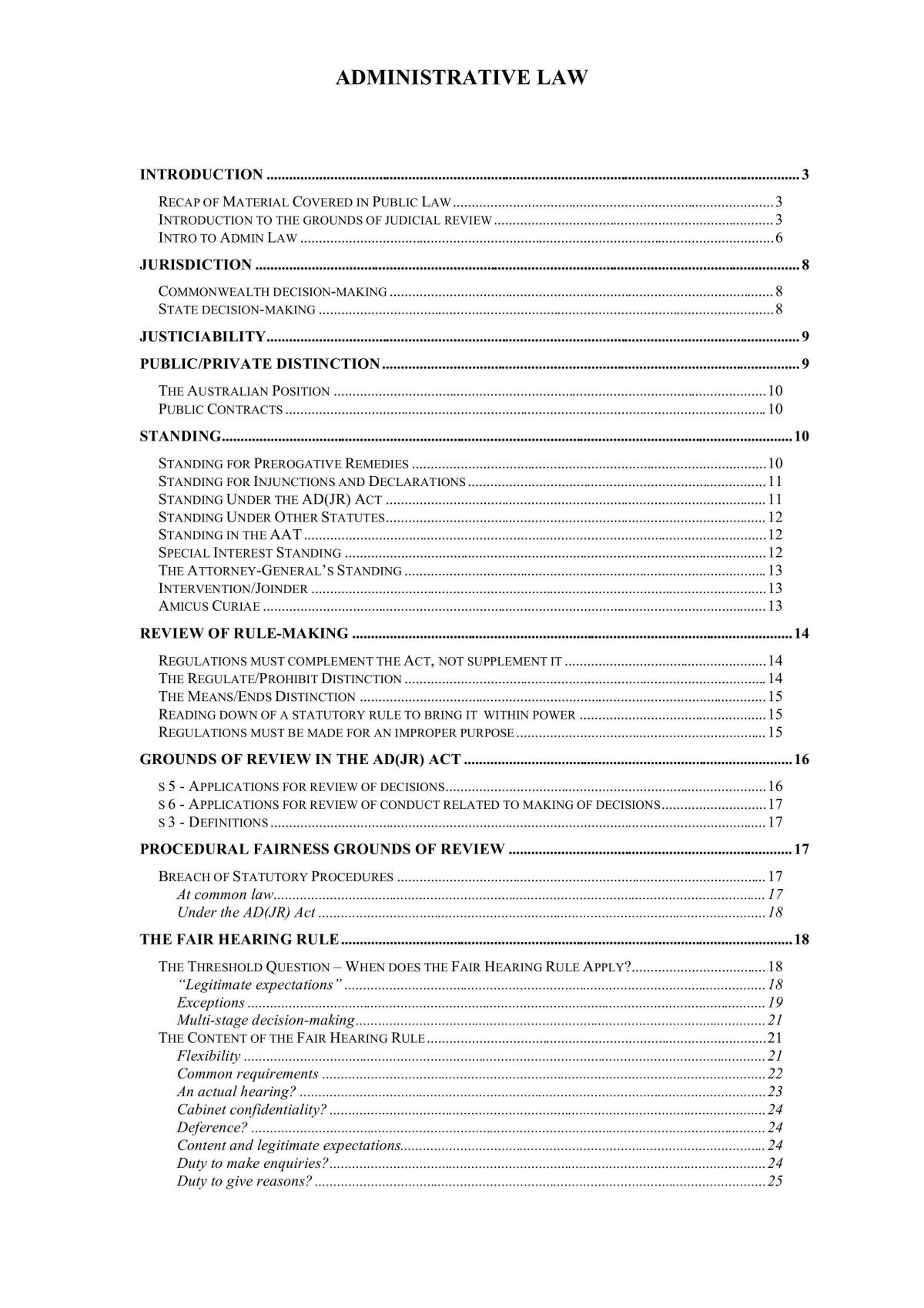 Admin Law Subject Notes - Page 1