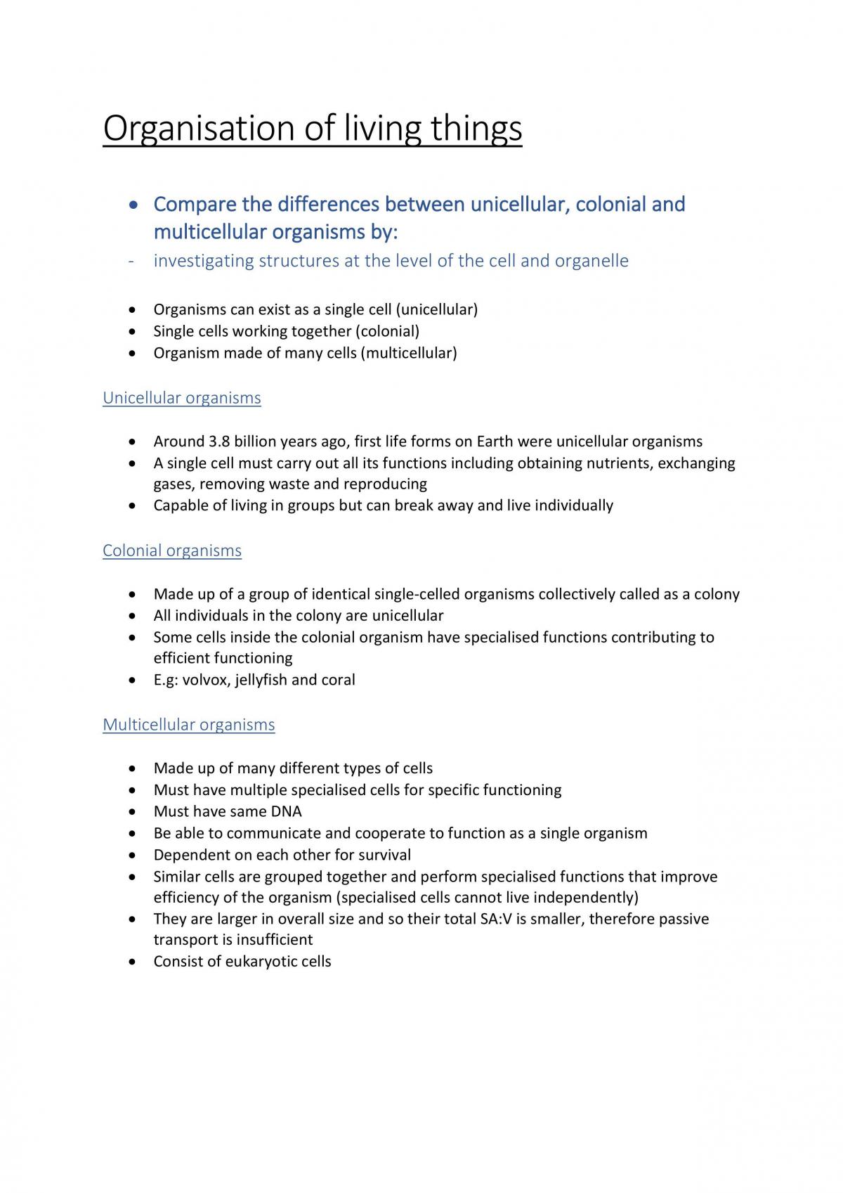 Organisation of Living Things - Page 1