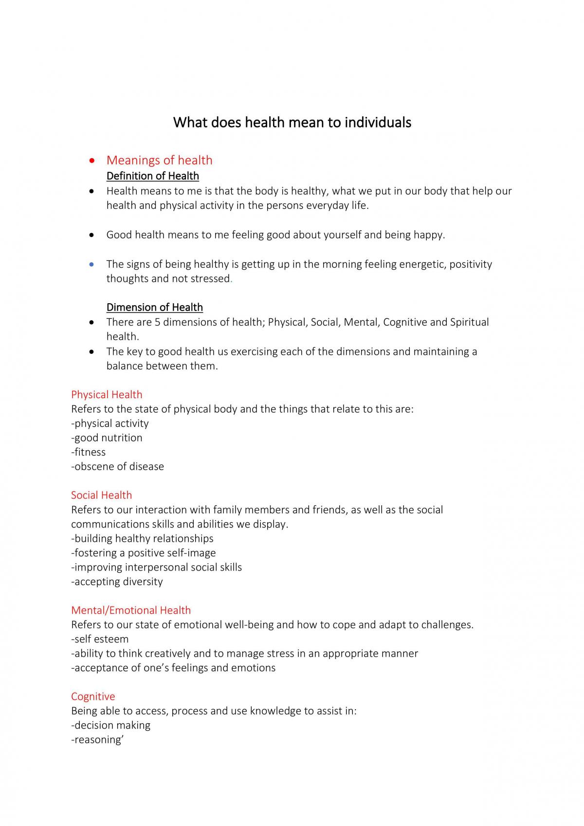 PDHPE Prelim Notes  - Page 1