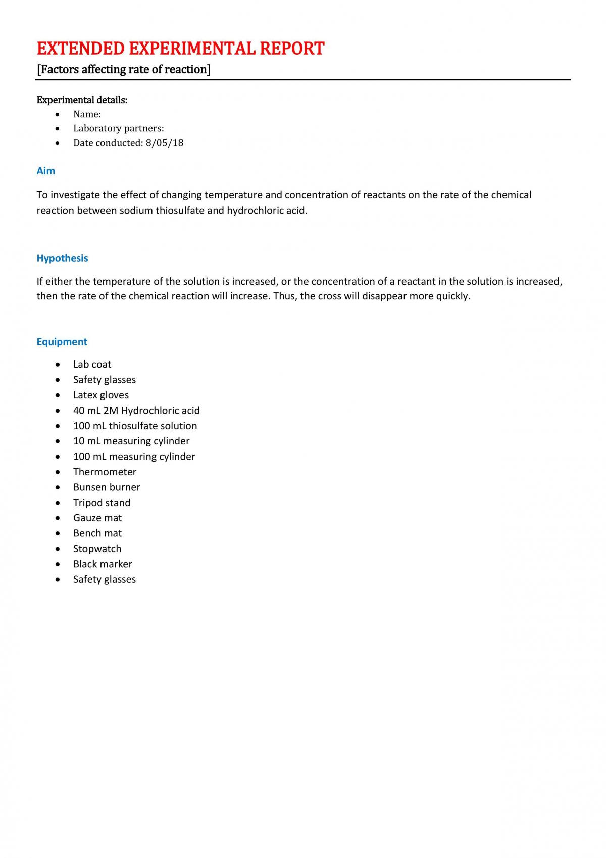 Factors affecting rate of reaction - Page 1