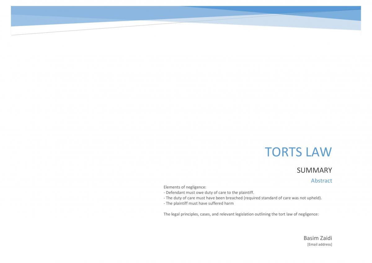 torts course notes - Page 1