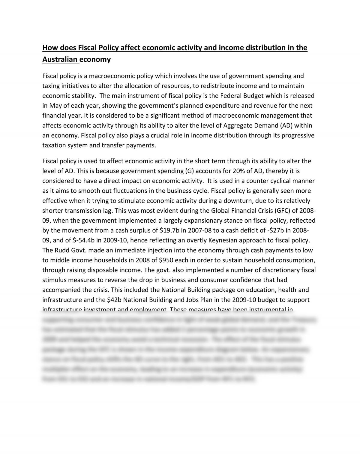 fiscal policy essay examples
